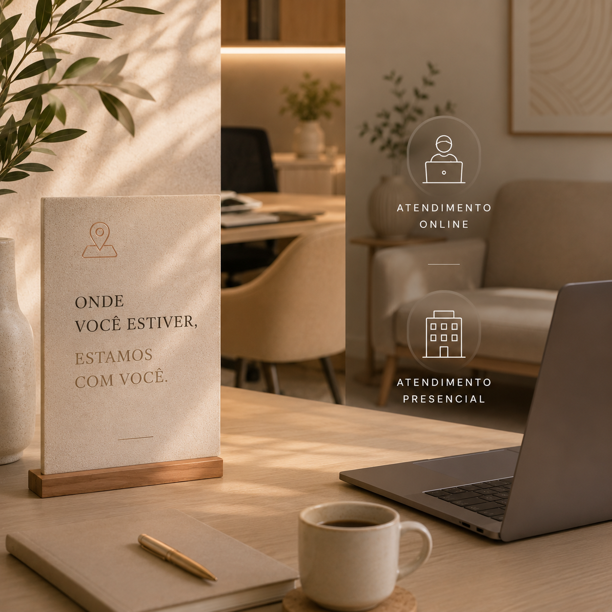 Atendimento online e presencial